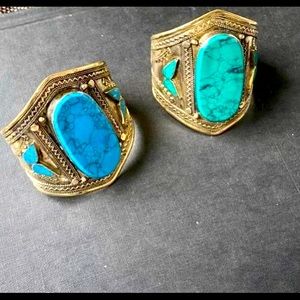 Lapis gemstone cuff bracelets